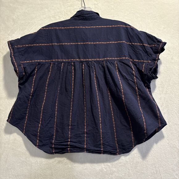 Madewell Hilltop Shirt Jacquard Stripe Button Front Collared Women's Size Medium - Picture 6 of 13